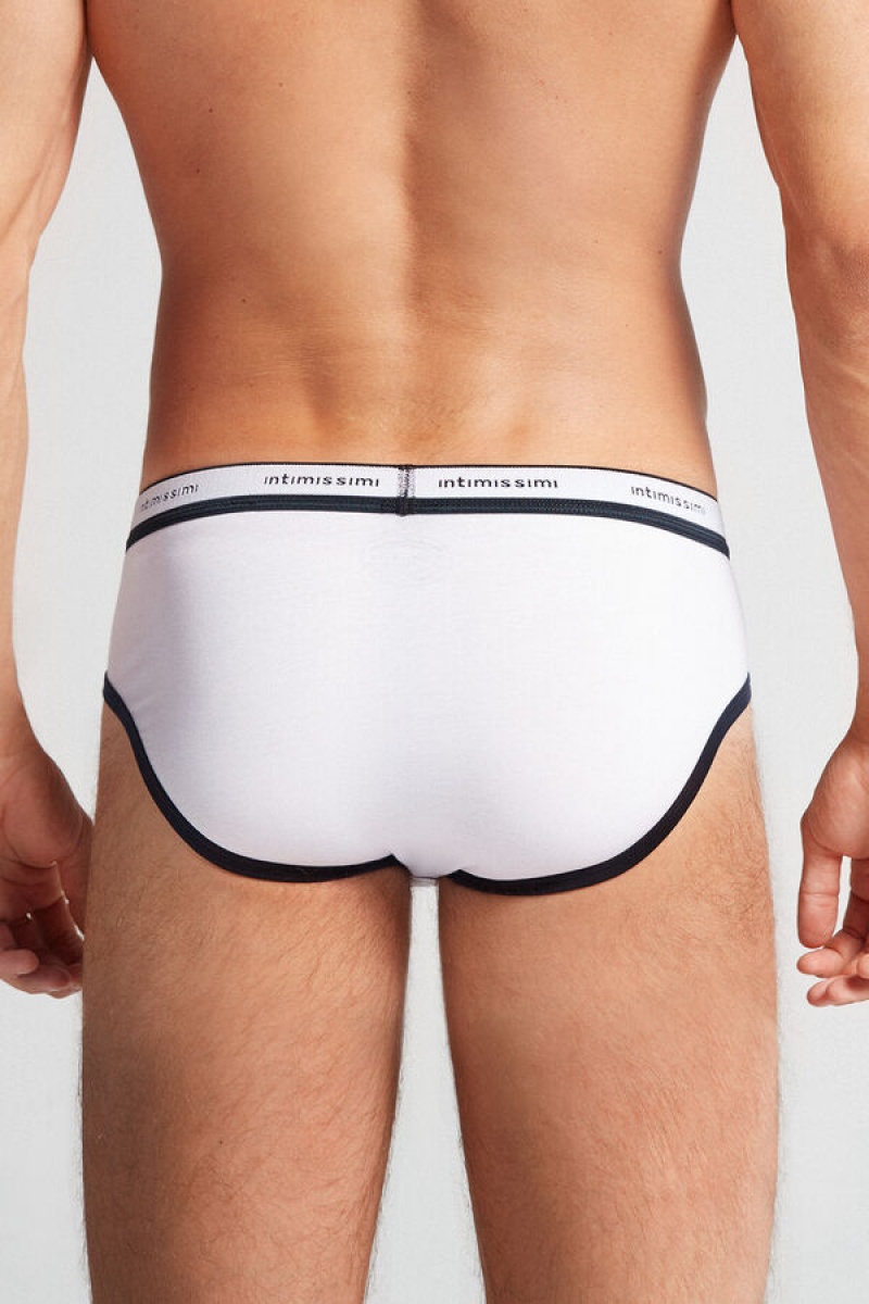 Intimissimi Fresh Supima® Cotton Briefs With Logo Bijele | SN-ITMSM58576