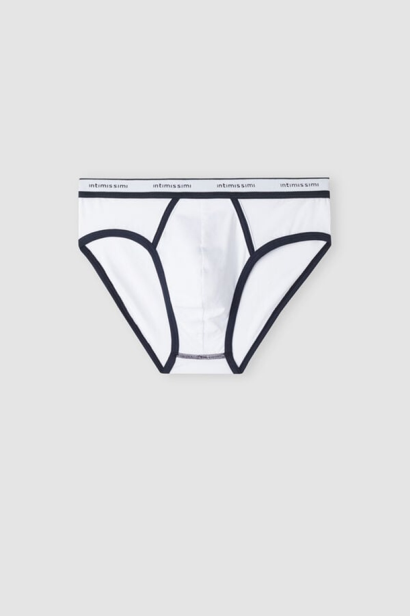 Intimissimi Fresh Supima® Cotton Briefs With Logo Bijele | SN-ITMSM58576