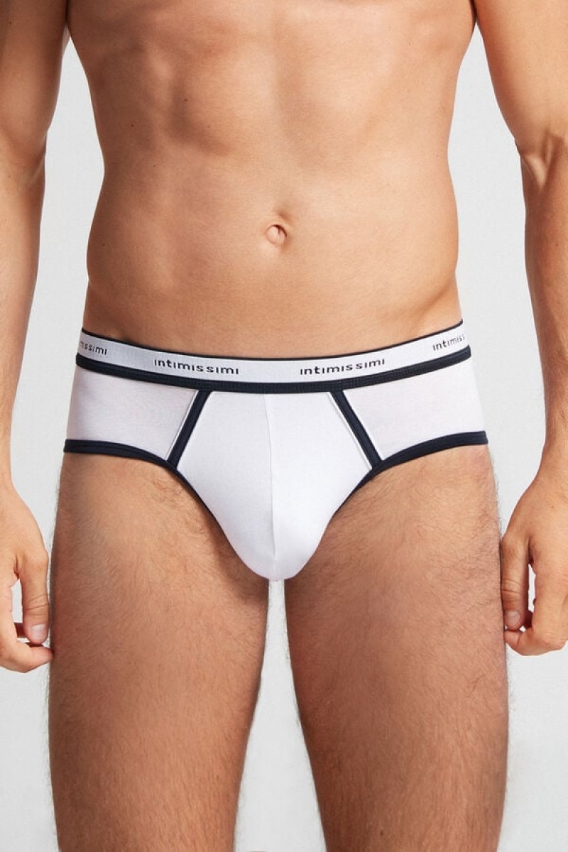 Intimissimi Fresh Supima® Cotton Briefs With Logo Bijele | SN-ITMSM58576