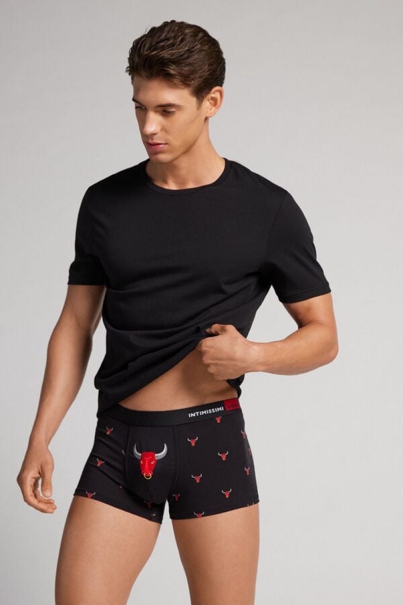 Intimissimi Fresh Supima® Cotton Bull Boxers Crne | SN-ITMSM58518