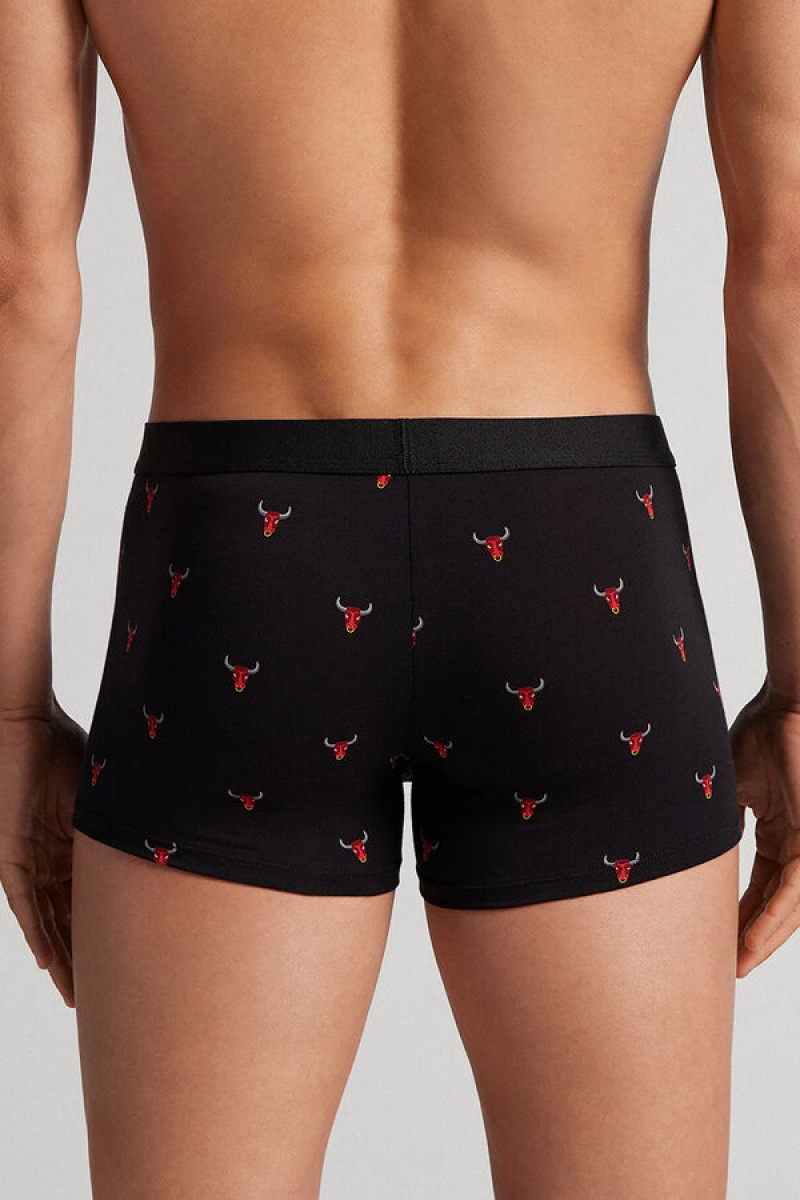 Intimissimi Fresh Supima® Cotton Bull Boxers Crne | SN-ITMSM58518