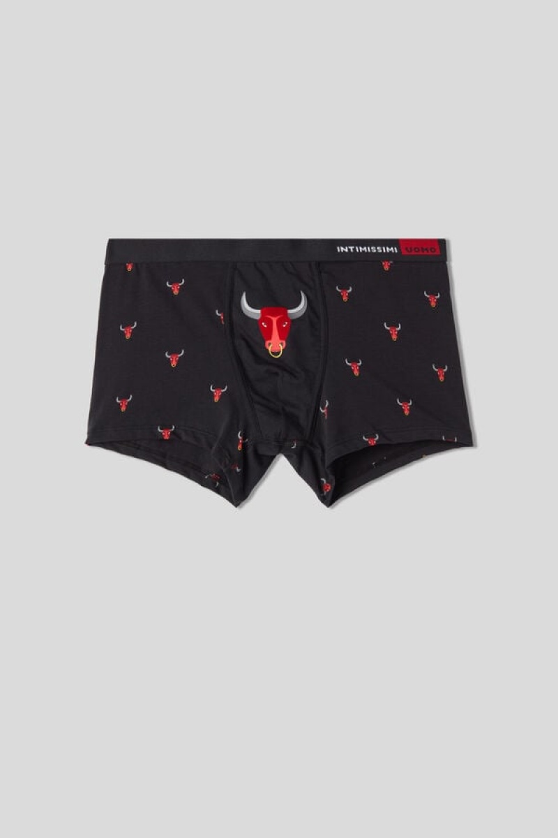 Intimissimi Fresh Supima® Cotton Bull Boxers Crne | SN-ITMSM58518