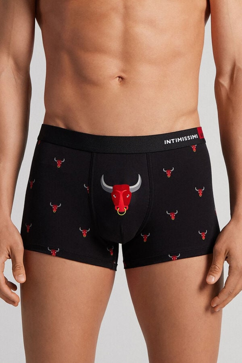 Intimissimi Fresh Supima® Cotton Bull Boxers Crne | SN-ITMSM58518