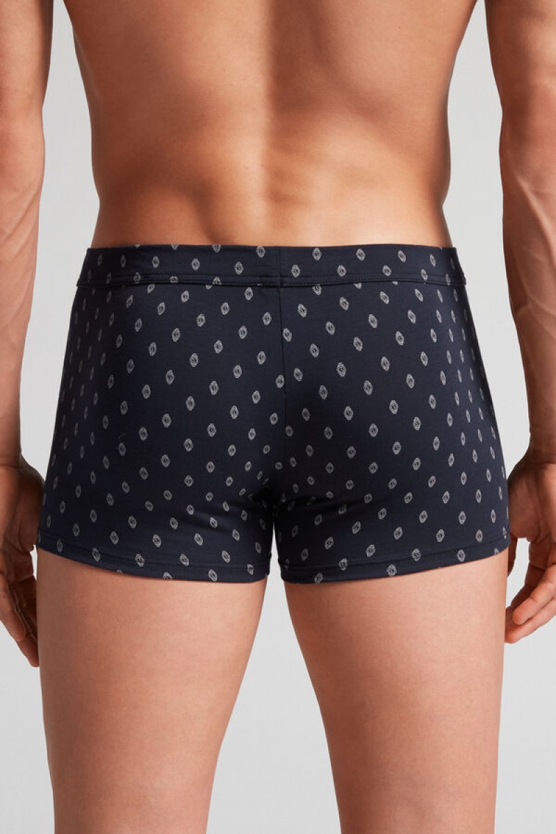 Intimissimi Fresh Supima® Cotton Clock Boxers Plave | SN-ITMSM58512