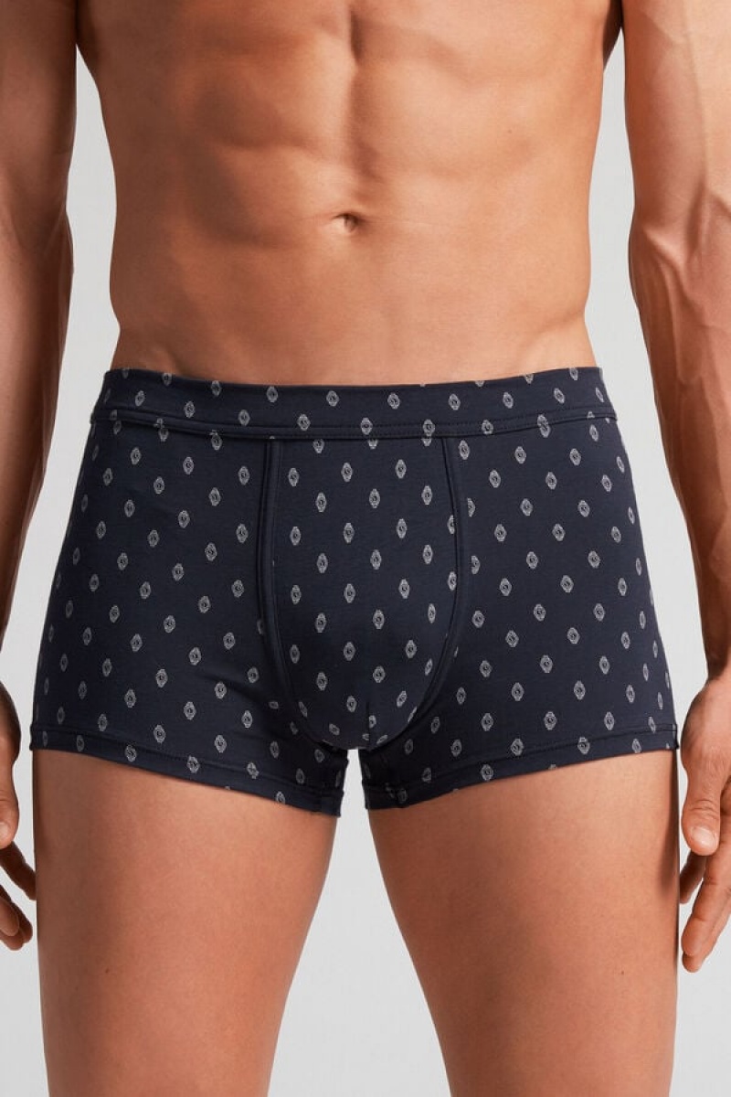 Intimissimi Fresh Supima® Cotton Clock Boxers Plave | SN-ITMSM58512