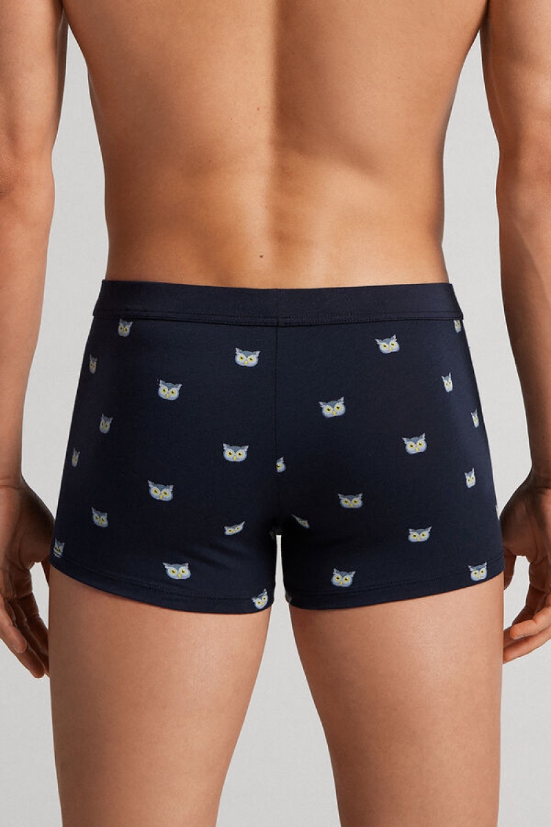 Intimissimi Fresh Supima® Cotton Owl Boxers Plave | SN-ITMSM58519