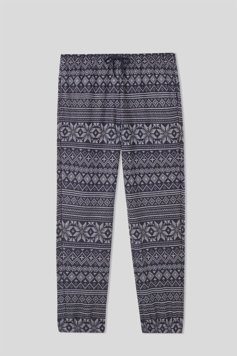 Intimissimi Full Length Tricot Norwegian Pattern Pants Plave | SN-ITMSM58698