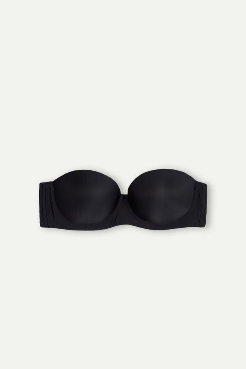 Intimissimi Giada Microfiber Bandeau Bra Crne | SN-ITMSM56946