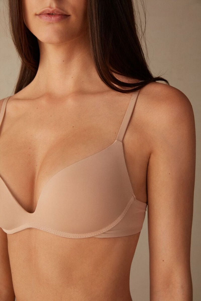 Intimissimi Gioia B Cup Microfiber Super Push-up Bra Bež | SN-ITMSM56707