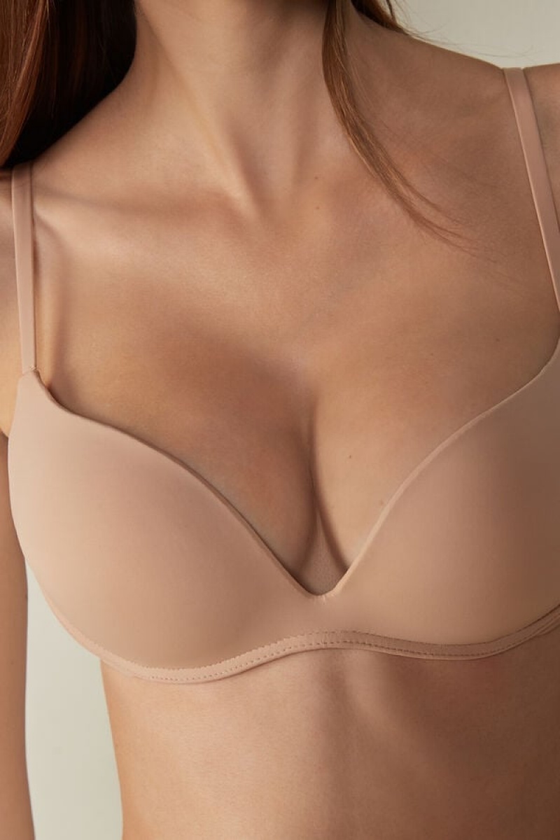 Intimissimi Gioia B Cup Microfiber Super Push-up Bra Bež | SN-ITMSM56707