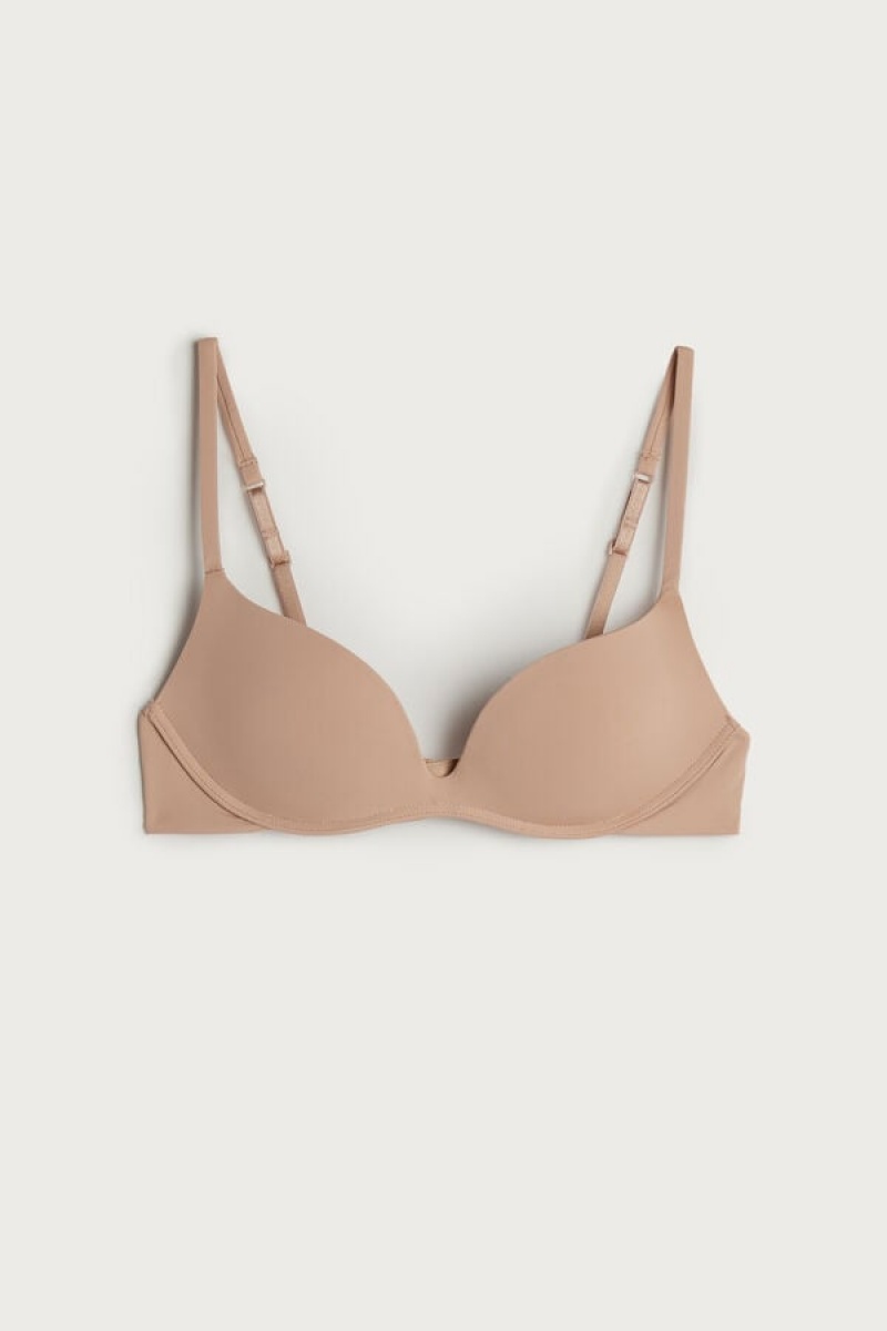 Intimissimi Gioia B Cup Microfiber Super Push-up Bra Bež | SN-ITMSM56707