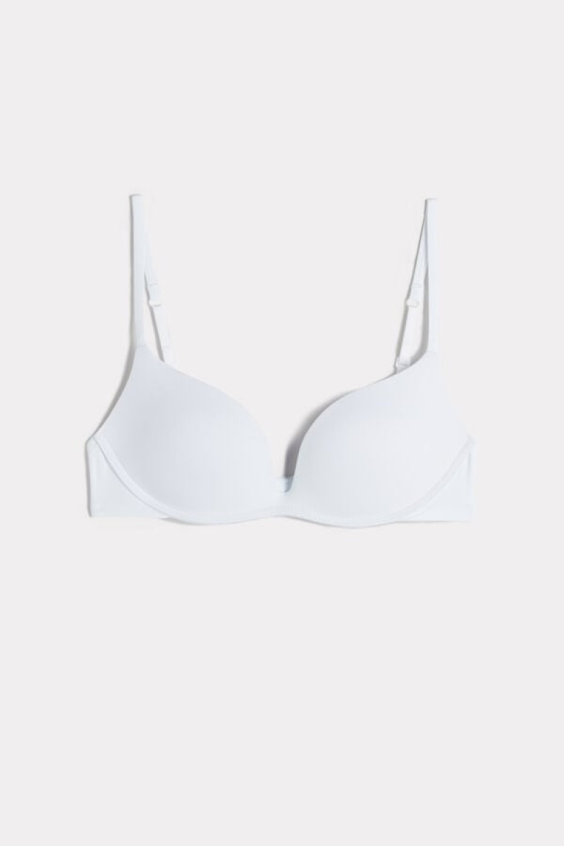 Intimissimi Gioia B Cup Microfiber Super Push-up Bra Bijele | SN-ITMSM56732