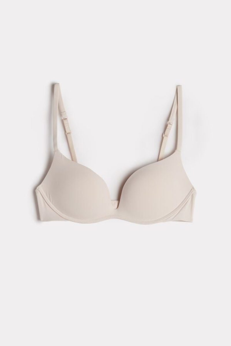 Intimissimi Gioia B Cup Microfiber Super Push-up Bra Bež | SN-ITMSM57108