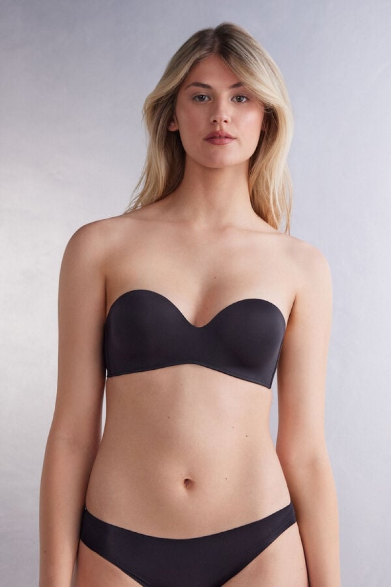 Intimissimi Gioia Bandeau Bra In Ultralight Microfiber Crne | SN-ITMSM56928