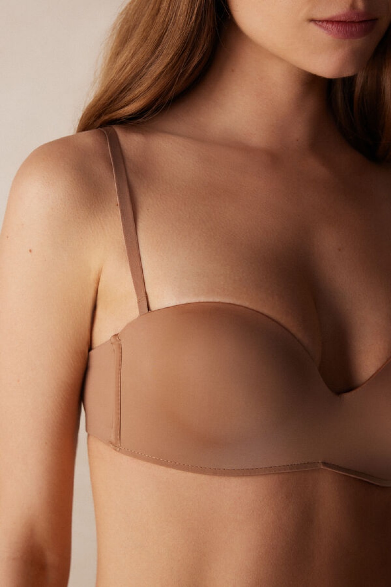 Intimissimi Gioia Bandeau Bra In Ultralight Microfiber Bež | SN-ITMSM56932