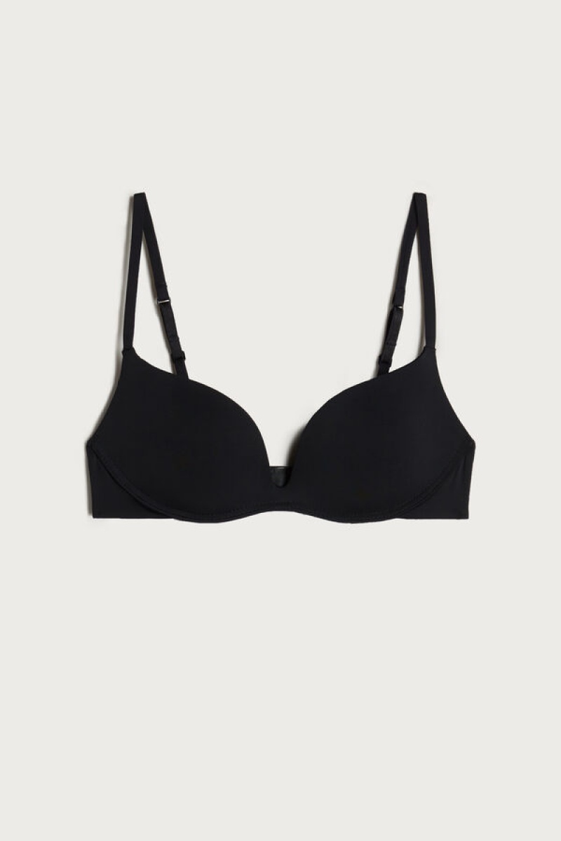 Intimissimi Gioia C-d Cup Microfiber Super Push-up Bra Crne | SN-ITMSM56710