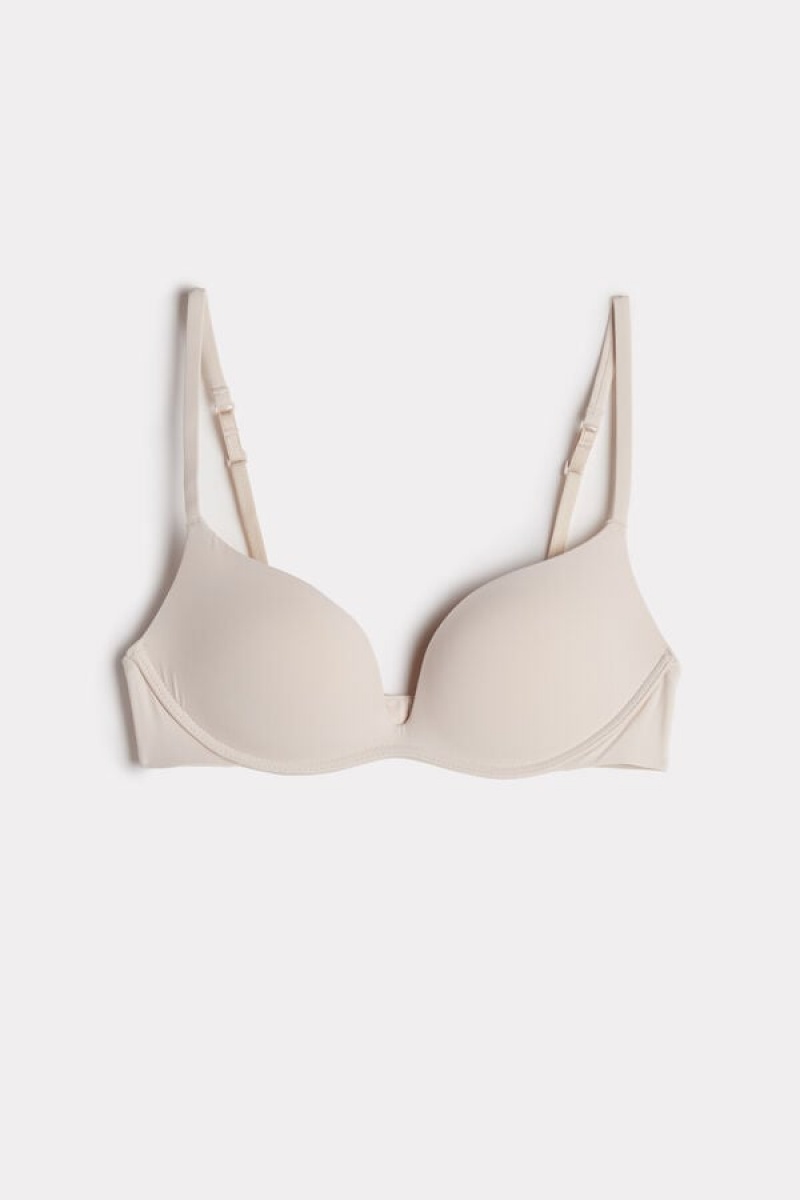 Intimissimi Gioia C-d Cup Microfiber Super Push-up Bra Bež | SN-ITMSM56712