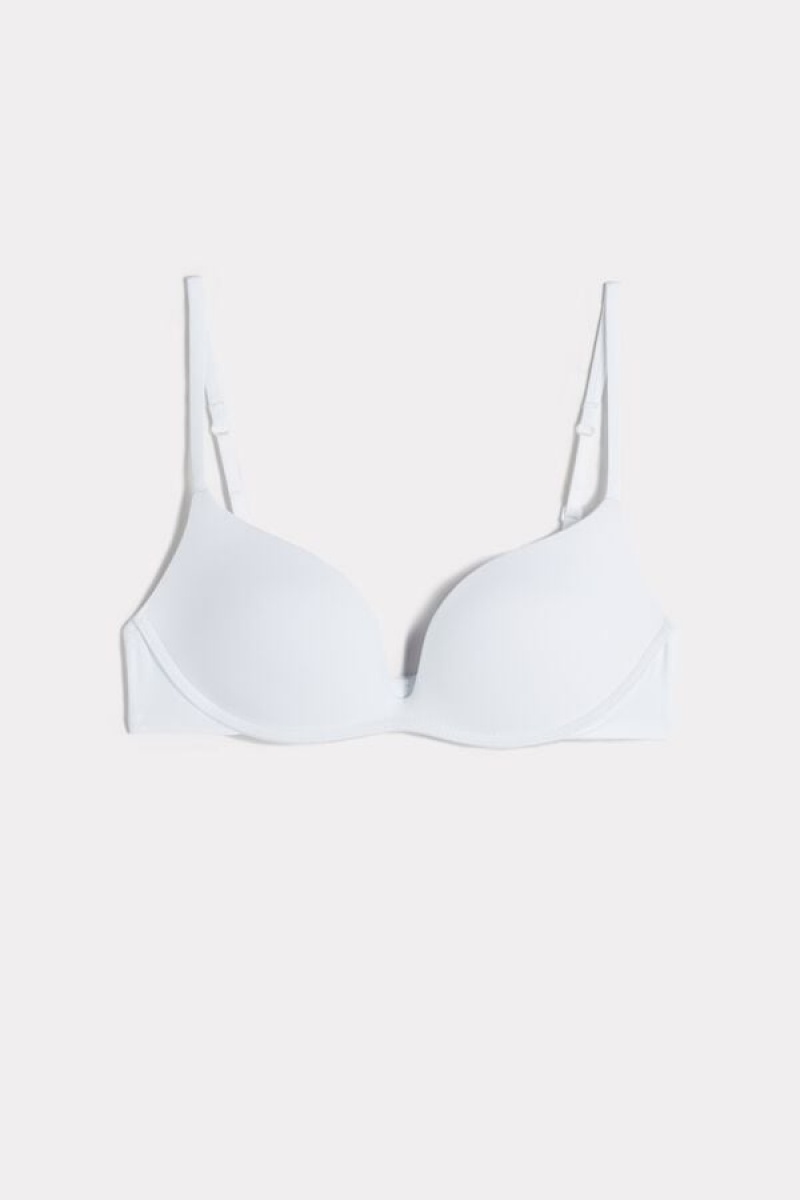 Intimissimi Gioia C-d Cup Microfiber Super Push-up Bra Bijele | SN-ITMSM56957