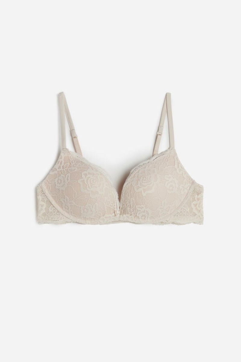 Intimissimi Gioia Lace Super Push-up Bra Bež | SN-ITMSM56969