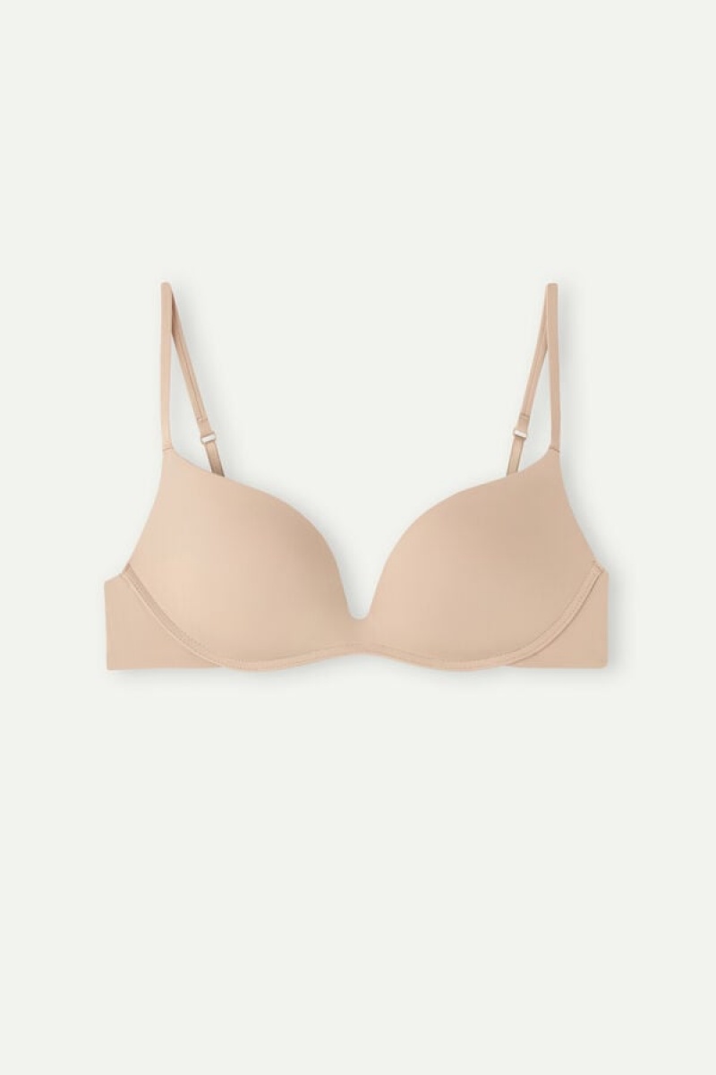 Intimissimi Gioia Push-up Bra In Ultralight Microfiber Bež | SN-ITMSM56782