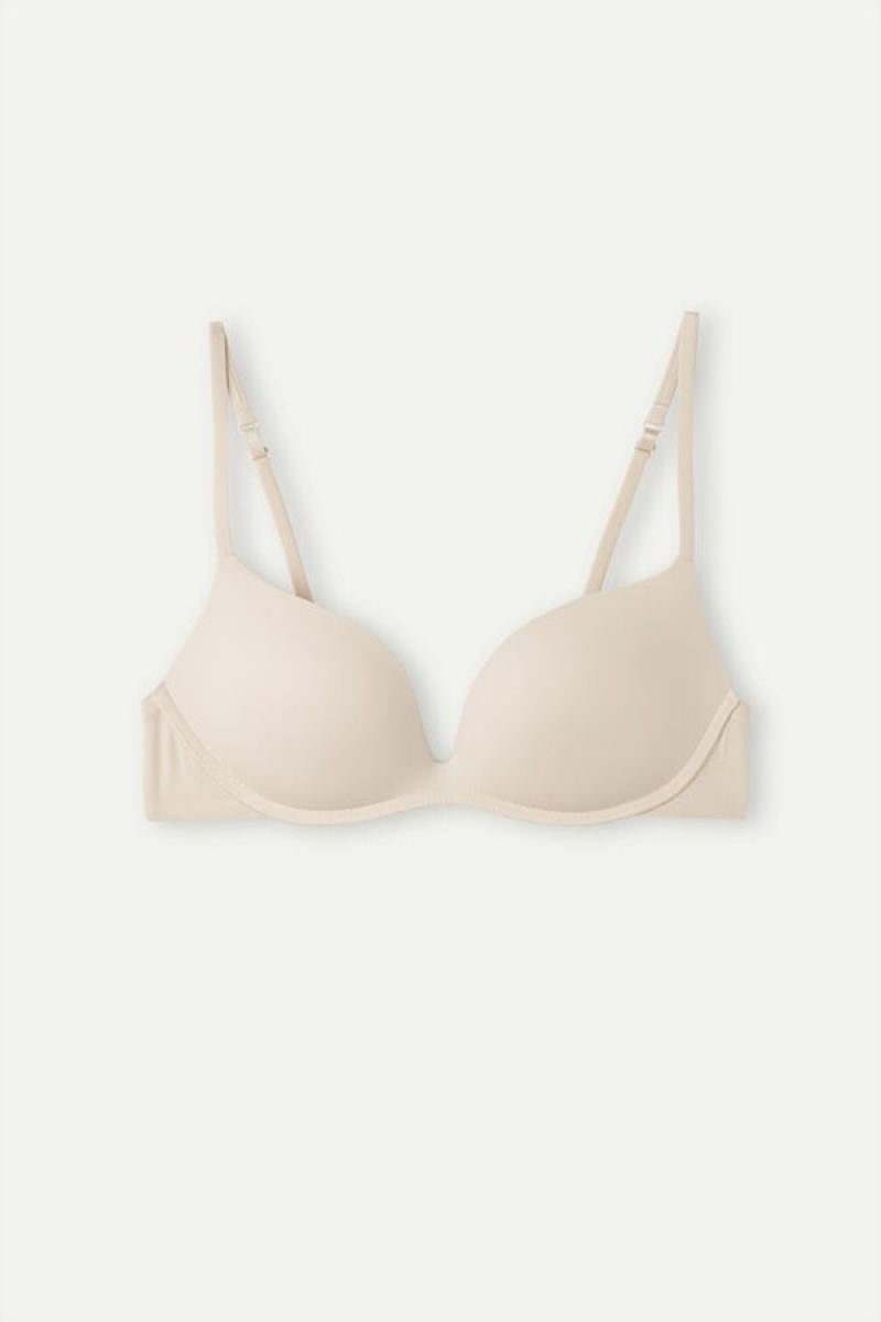 Intimissimi Gioia Push-up Bra In Ultralight Microfiber Bež | SN-ITMSM57053