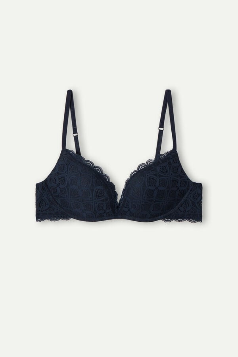 Intimissimi Gioia Super Push-up Bra In Lace Plave | SN-ITMSM56740