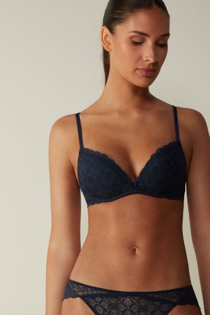 Intimissimi Gioia Super Push-up Bra In Lace Plave | SN-ITMSM56740