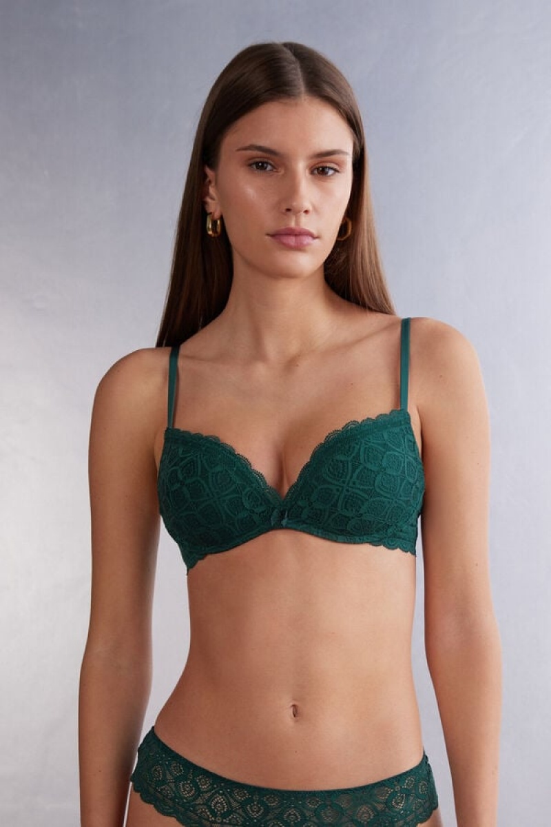 Intimissimi Gioia Super Push-up Bra In Lace Zelene | SN-ITMSM56800