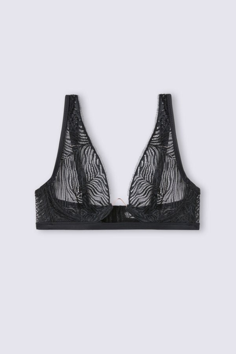 Intimissimi Go Animalier Balconette Bra Crne | SN-ITMSM56556