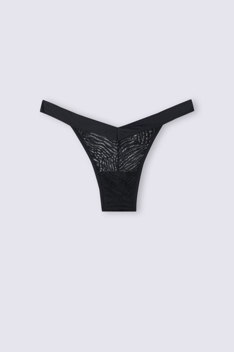 Intimissimi Go Animalier ‘80s Stil Brazilian Crne | SN-ITMSM57494