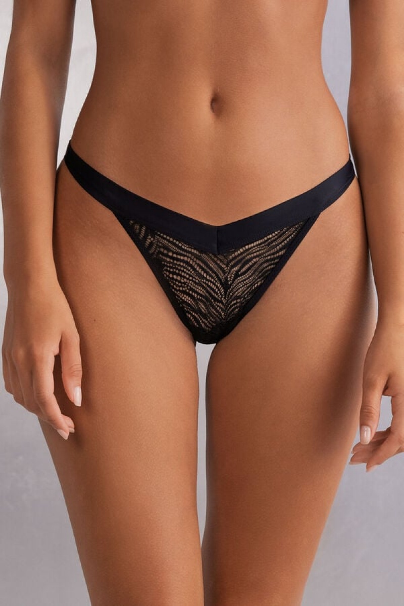 Intimissimi Go Animalier ‘80s Stil Brazilian Crne | SN-ITMSM57494