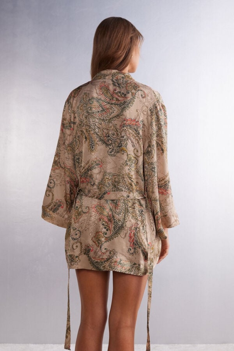 Intimissimi Golden Goddess Viscose Satin Kimono Visebojne | SN-ITMSM58430