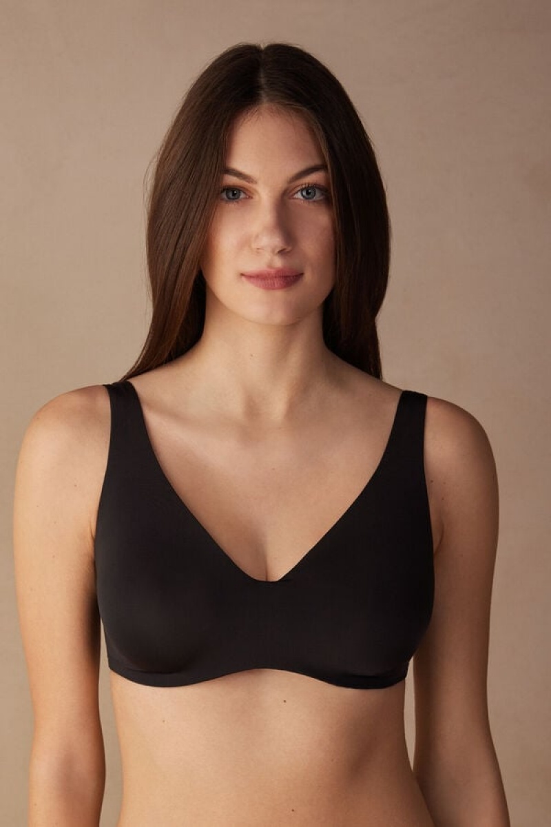 Intimissimi Greta Balconette Bra In Ultralight Microfiber Crne | SN-ITMSM56491