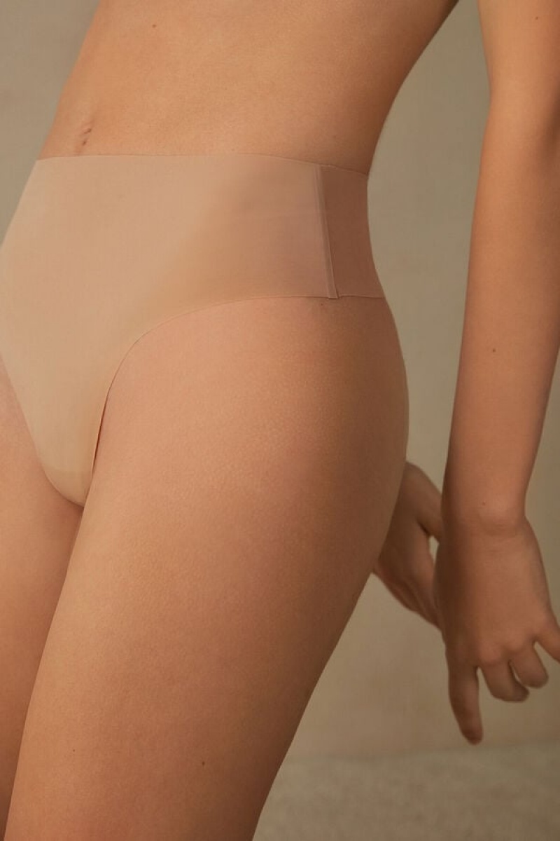 Intimissimi High Waist Thong In Seamless Ultralight Microfiber Bež | SN-ITMSM57723