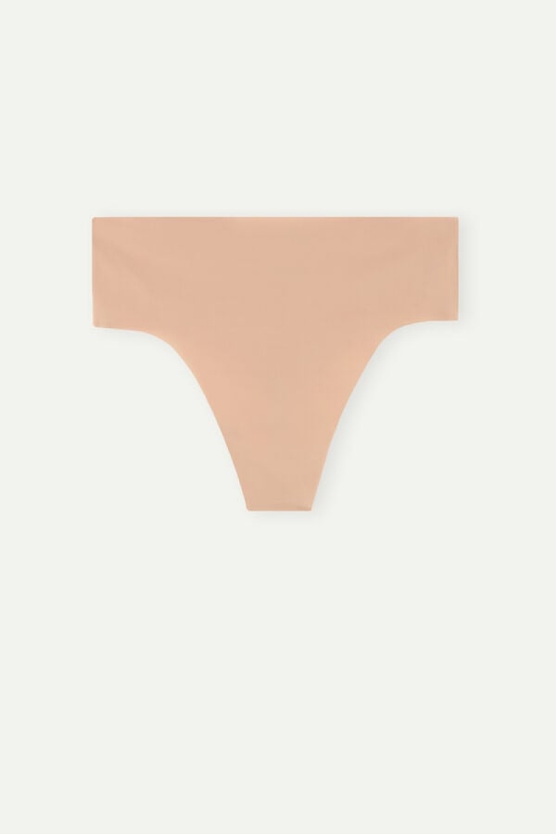 Intimissimi High Waist Thong In Seamless Ultralight Microfiber Bež | SN-ITMSM57723