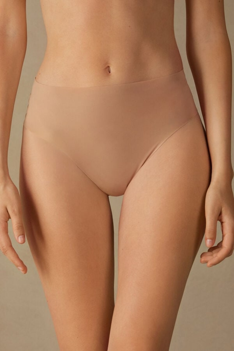 Intimissimi High Waist Thong In Seamless Ultralight Microfiber Bež | SN-ITMSM57723