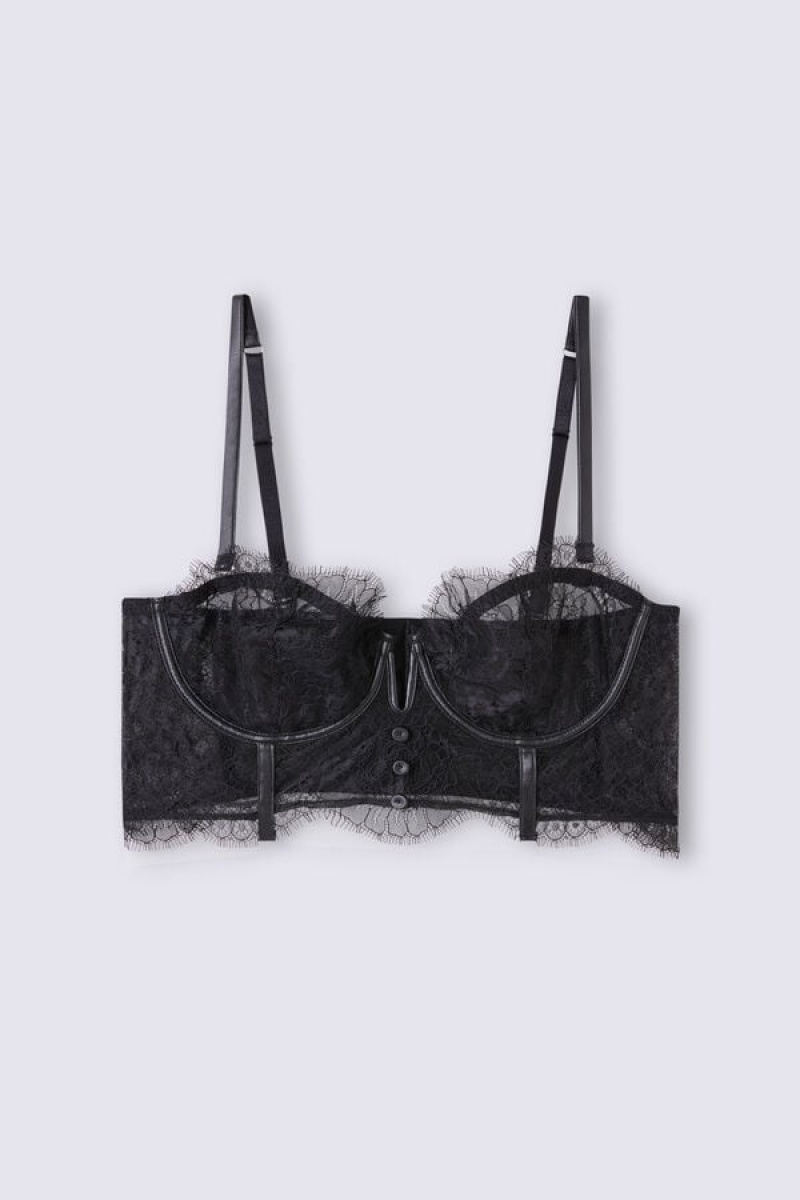 Intimissimi Iconic Beauty Bandeau Balconette Bustier Crne | SN-ITMSM57856