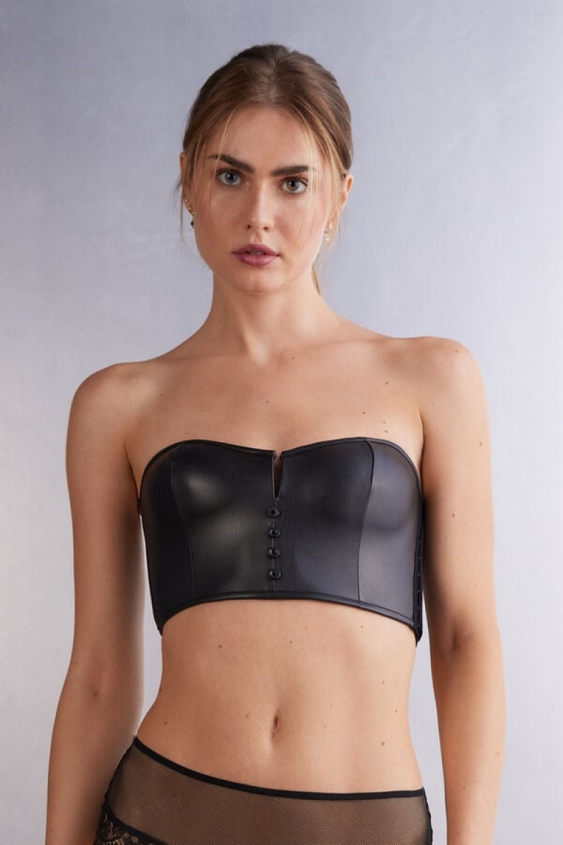 Intimissimi Iconic Beauty Bustier Bra Top Crne | SN-ITMSM56897