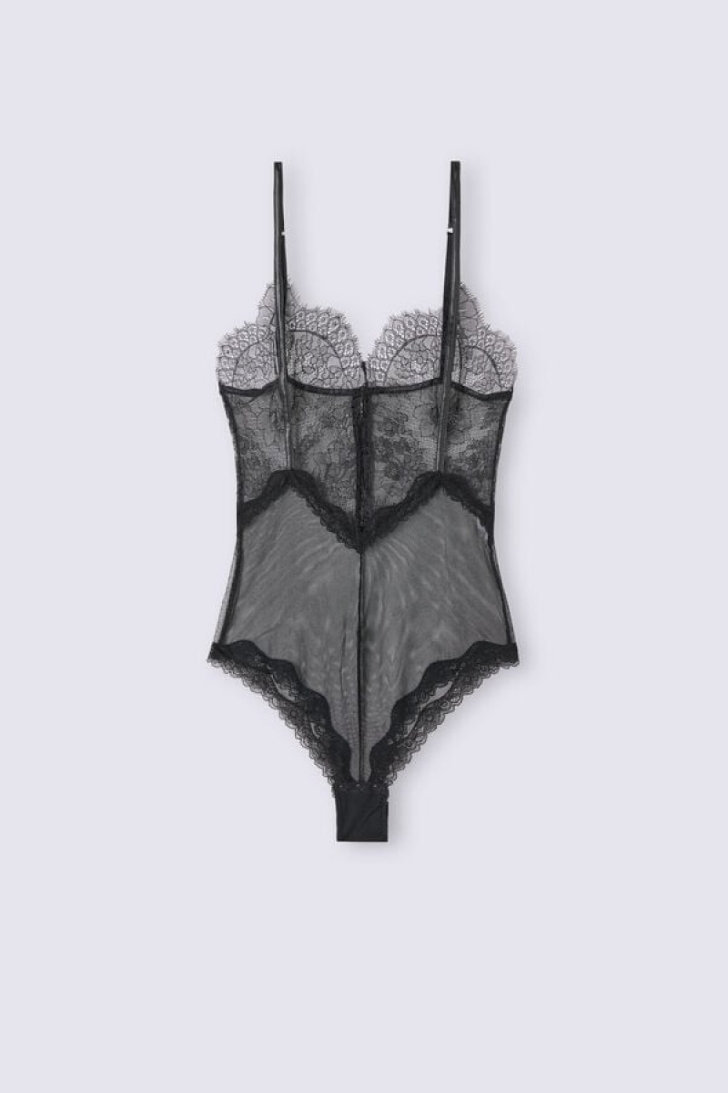 Intimissimi Iconic Beauty Mesh And Lace Bodysuit Crne | SN-ITMSM57876