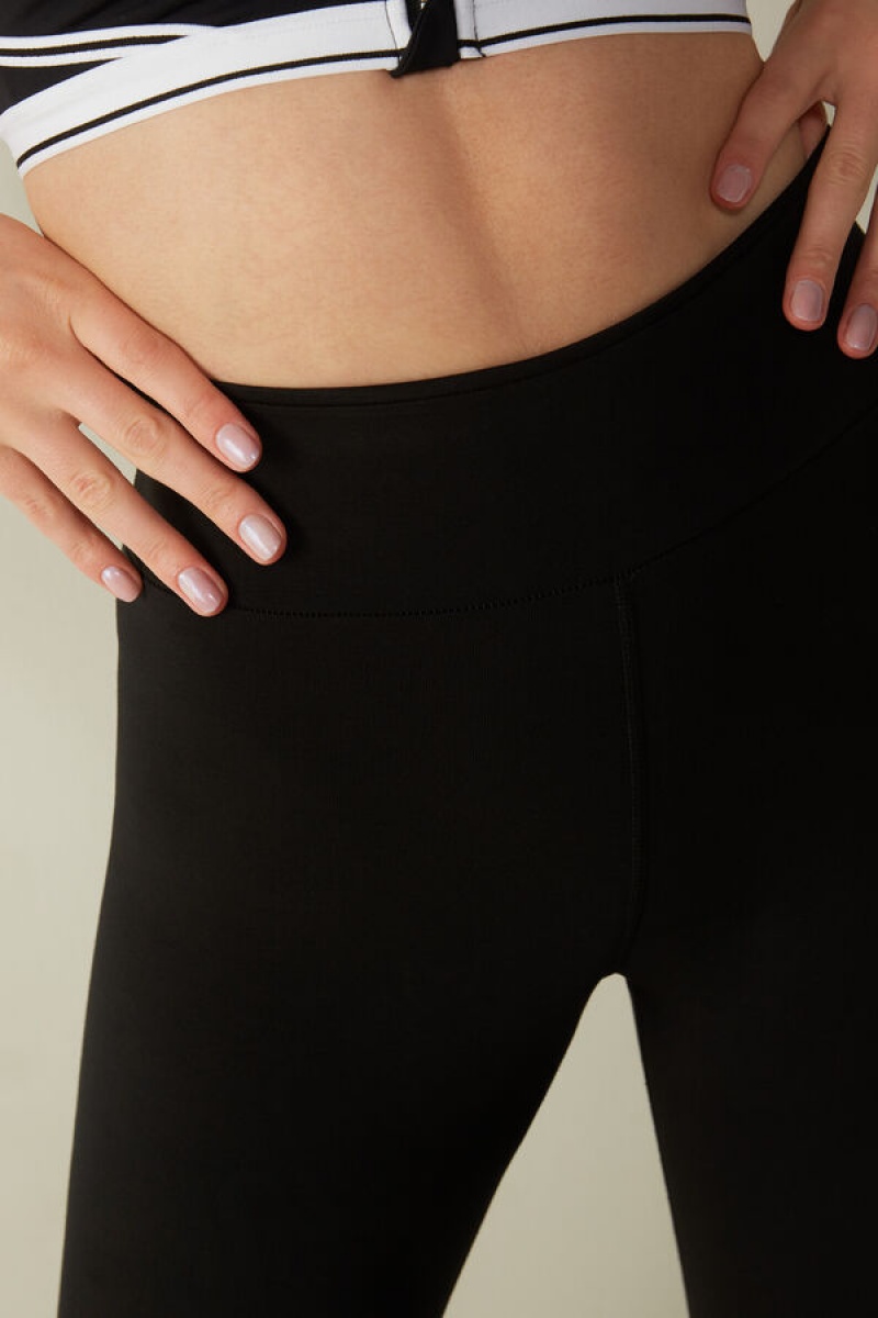 Intimissimi In Action Leggings In Organic Stretch Cotton Crne | SN-ITMSM58179