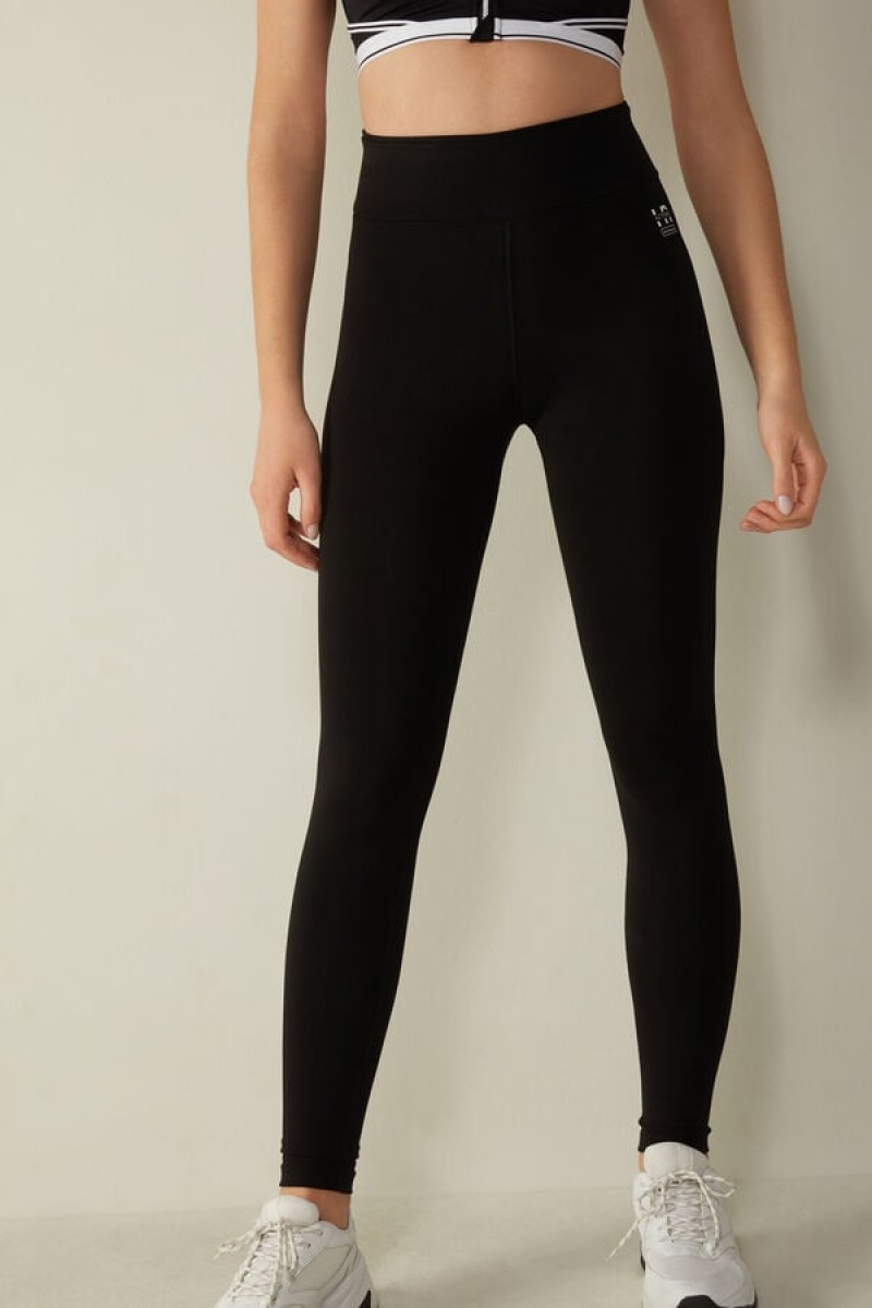 Intimissimi In Action Leggings In Organic Stretch Cotton Crne | SN-ITMSM58179