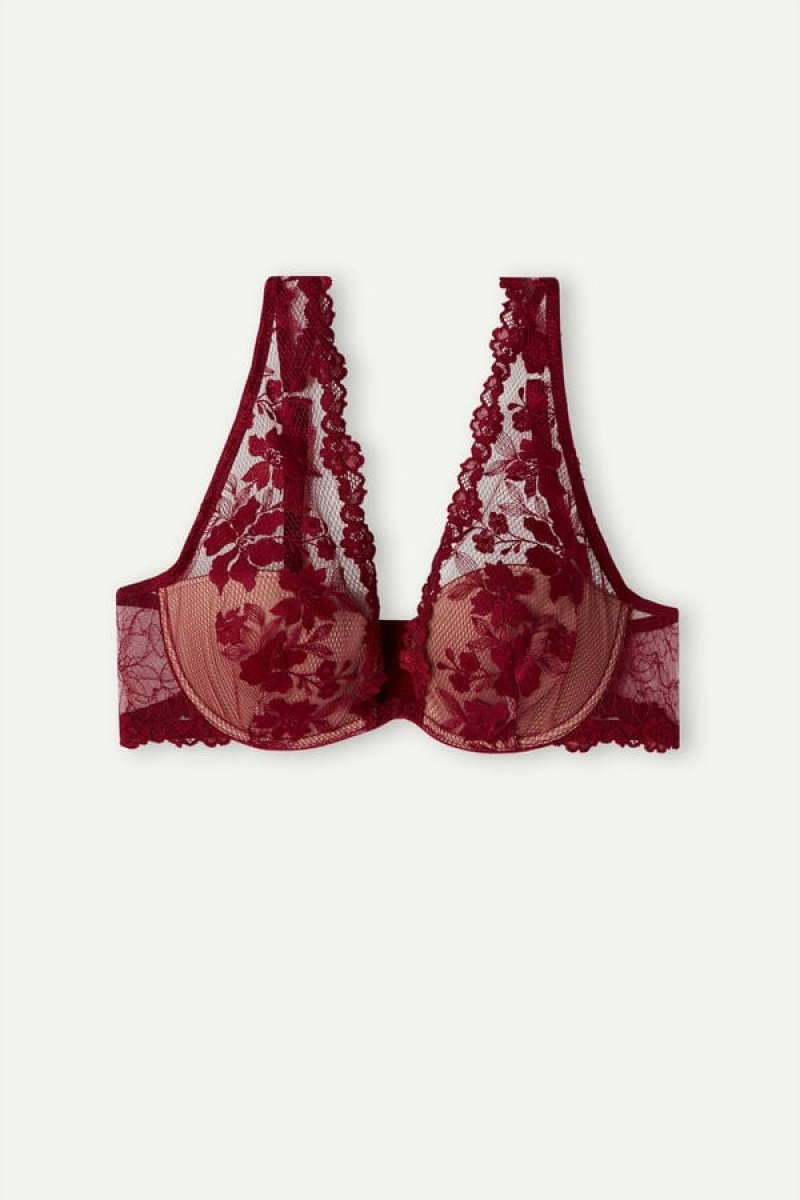 Intimissimi In Full Bloom Elena Balconette Bra Crvene | SN-ITMSM56476