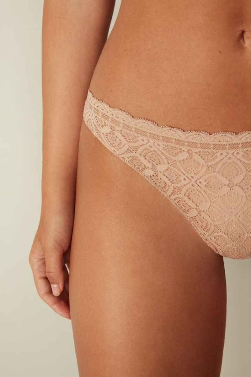 Intimissimi Lace And Microfiber Brazilian Bež | SN-ITMSM57448