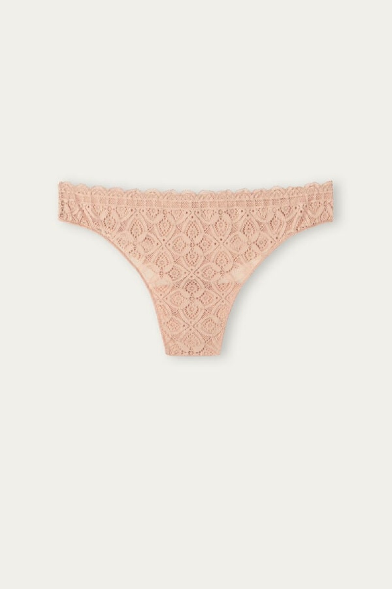 Intimissimi Lace And Microfiber Brazilian Bež | SN-ITMSM57448