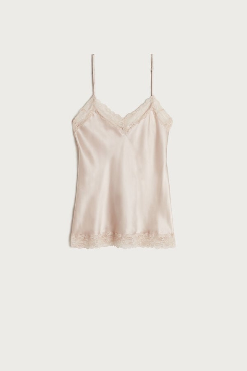 Intimissimi Lace And Silk Top Bež | SN-ITMSM57917