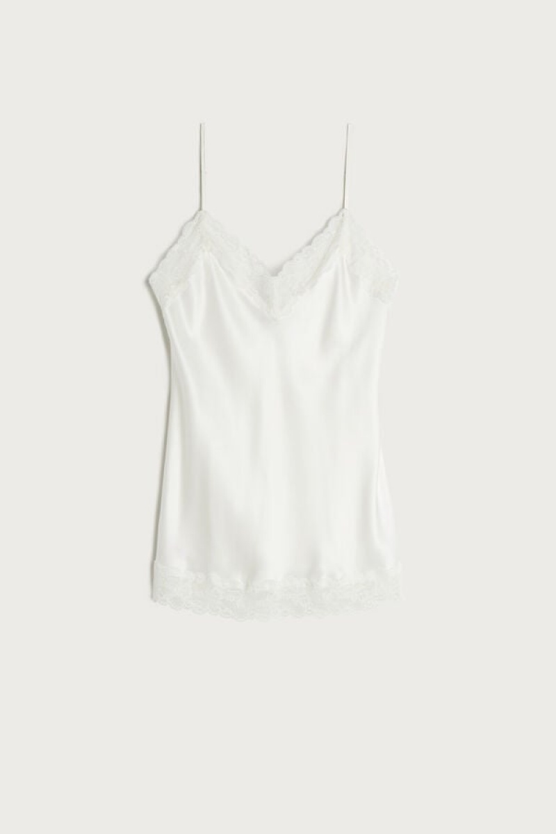 Intimissimi Lace And Silk Top Bijele | SN-ITMSM57919