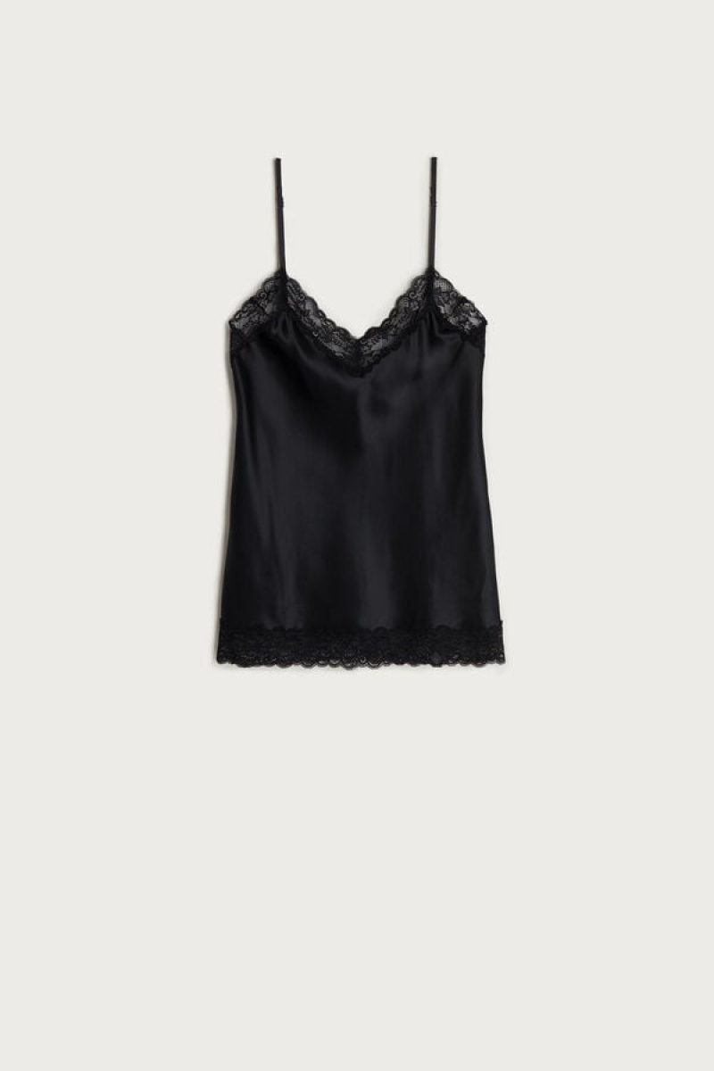 Intimissimi Lace And Silk Top Crne | SN-ITMSM57916