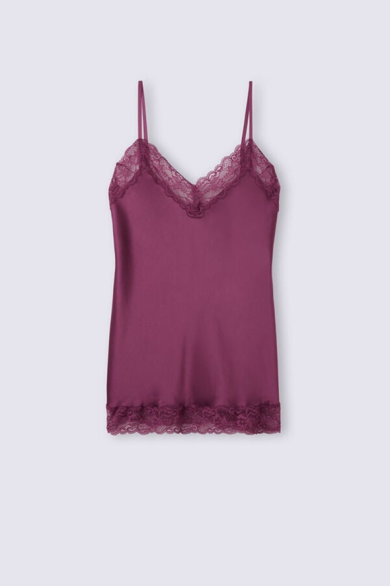 Intimissimi Lace And Silk Top Ljubičaste | SN-ITMSM58005