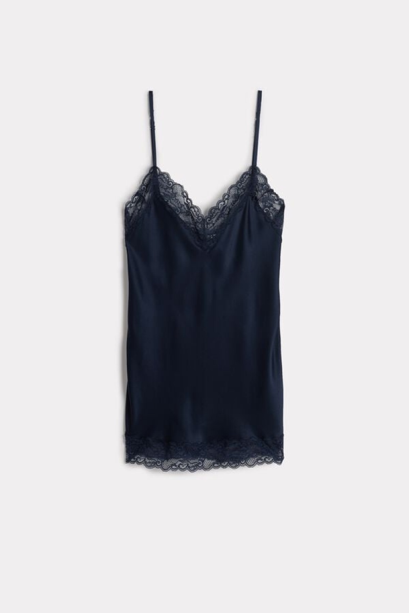 Intimissimi Lace And Silk Top Plave | SN-ITMSM57935