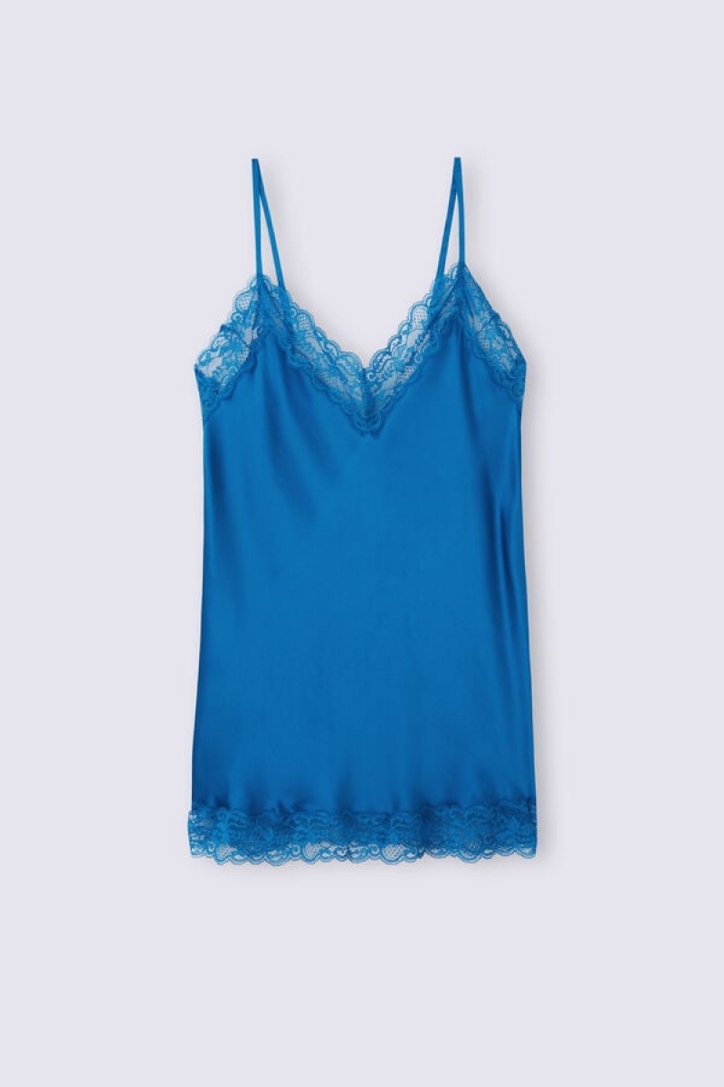 Intimissimi Lace And Silk Top Plave | SN-ITMSM58002